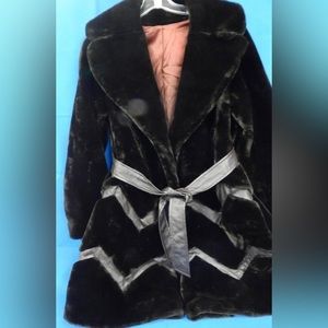 Vintage Borgazia Betty Rose Deep Pile Brown Faux Fur Coat